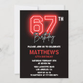 Neon Zwarte Rode Mannen Sport 67ste verjaardag Kaart (Voorkant)