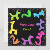 Neonballonnen, dieren ballonnen Uitnodiging (Achterkant)