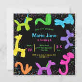 Neonballonnen, dieren ballonnen Uitnodiging (Voorkant)