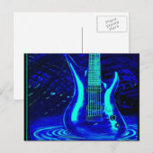 Neonblauwe gitaar briefkaart (Voorkant / Achterkant)