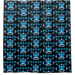 Neonblauwe Voetbal Coole Aangepaste Cadeaus Voor Douchegordijn