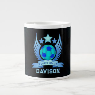 Neonblauwe Voetbal Coole Aangepaste Cadeaus Voor Extra Grote Beker