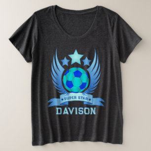 Neonblauwe Voetbal Coole Sport Cadeaus Voor Jong Grote Maat T-shirt