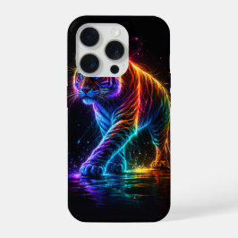 Neonfarbener Tiger iPhone 15 Pro Hoesje