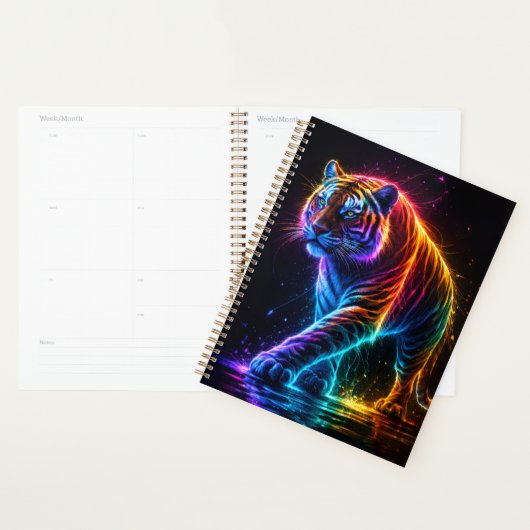 Neonfarbener Tiger Notizbuch Planner (Display)