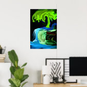 Neongloeiboom en abstracte waterval poster (Thuiskantoor)