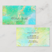 neongroen en blauw vloeibare marmer visitekaartje (Voorkant / Achterkant)
