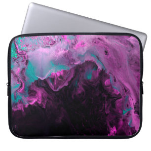 Neongroen en paars creatief schilderij, abstract laptop sleeve