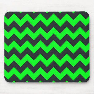 Neongroen zwart chevron-patroon muismat