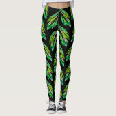 Neongroene bladeren - fractal, leggings (Voorkant)