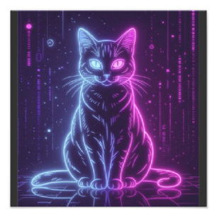 **Neonkatontwerp – Lichtgevende Futuristische Kata Foto Afdruk