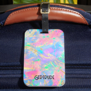 neonkleuren gemstone opal bagagelabel