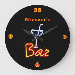 Neonlicht BAR Gepersonaliseerd BORD ManCave Grote Klok
