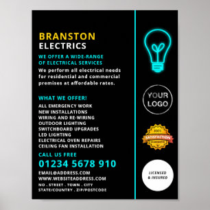 Neonlicht, elektricien Adverteren Poster