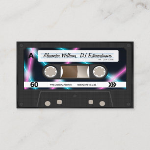 Neonlichten Cassettebandje DJ Muziek Feest 80s Visitekaartje