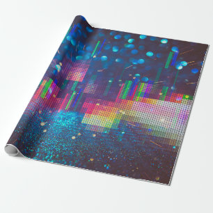 Neonlichten en een naadloos geometrisch patroon cadeaupapier