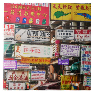 Neonlichten in de straten van Hong Kong Tegeltje