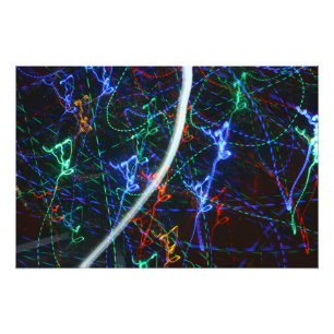 Neonlichtsporen Abstracte Fotografie. Cyberpunk Foto Afdruk