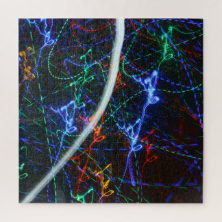 Neonlichtsporen Abstracte Fotografie. Cyberpunk Legpuzzel