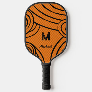 NeonLine 1 Oranje bewerkbare naam en Initialen Pickleball Paddle