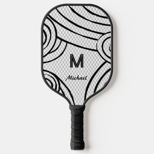 NeonLine 1 Witte bewerkbare naam en Initialen Pickleball Paddle (Voorkant)