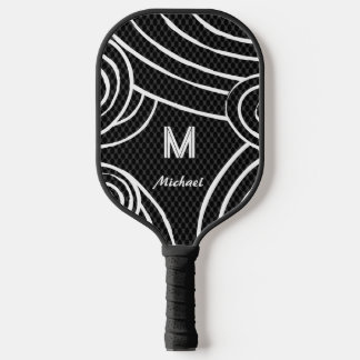 NeonLine 1 Zwart Bewerkbare naam en Initialen Pickleball Paddle