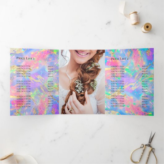 neonopal achtergrond Tri-Fold Brochure Drieluik Uitnodiging (Binnen)