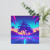 Neonpalmen Feestdagenkaart (Staand voorkant)