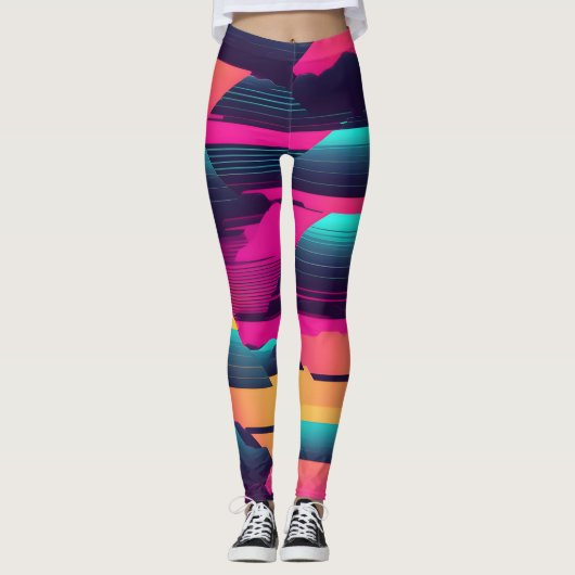 Neonpiramides | Funky Synthwave Leggings (Voorkant)