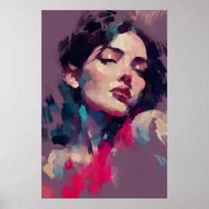 Neonreflecties Abstract Portret Poster