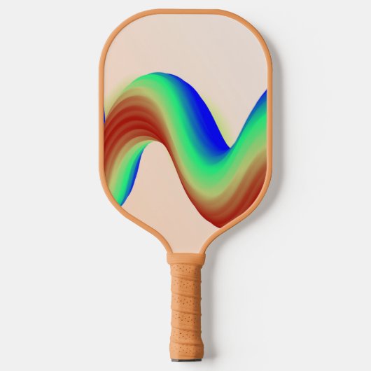 Neonrode, blauwe en groene golven op roze pickleball paddle (Voorkant)