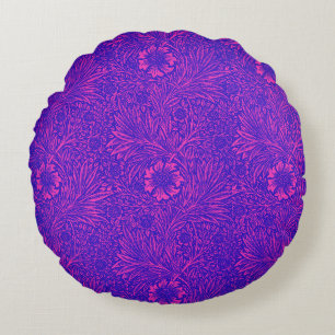 neonroze felblauw bloemmotief rond kussen