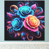 Neonrozen Canvas Afdruk (Insitu (Houten vloer))