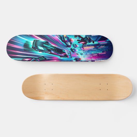 "Neonsnelheid: cyberpunk achtervolging Skateboard (Horizontaal)