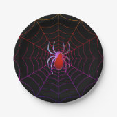 Neonspin en spiderweb papieren bordje (Voorkant)