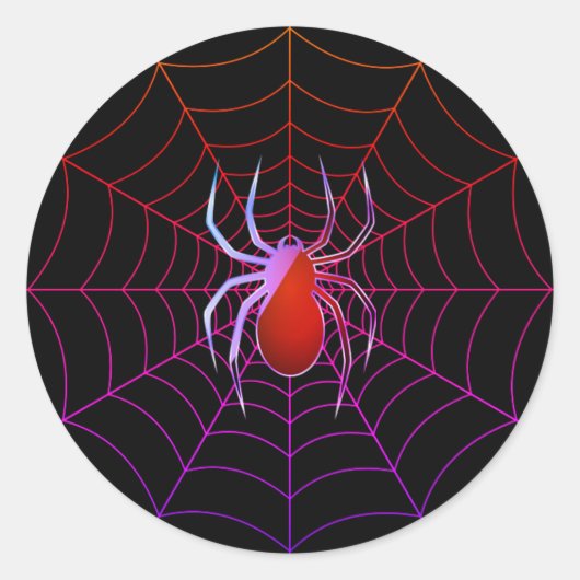 Neonspin en spiderweb ronde sticker (Voorkant)