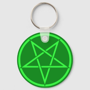 Neonstijl groen pentakelpentagram sleutelhanger