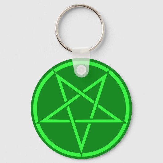 Neonstijl groen pentakelpentagram sleutelhanger (Voorkant)