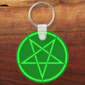 Neonstijl groen pentakelpentagram sleutelhanger (Voorkant)