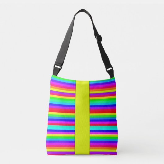 Neonstrips van de Funky Kleur Crossbody Tas (Voorkant)