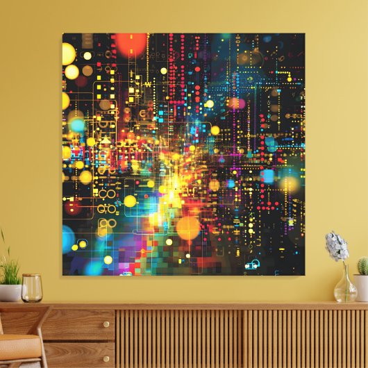 Neonsynthese Canvas Afdruk (Insitu (Woonkamer))