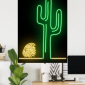 Neonteken woestijnlandschap poster (Thuiskantoor)