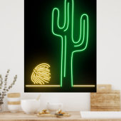 Neonteken woestijnlandschap poster (Keuken)