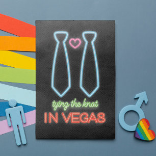 NeonTying the Knot in Vegas Gay Wedding Invitation Kaart