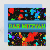 Neonverfspatten, Bar Mitzvah uitnodiging (Voorkant / Achterkant)