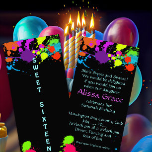 Neonverfspatten, Sweet Sixteen uitnodiging