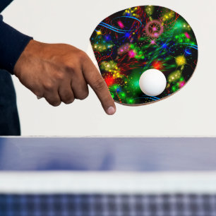 Neonverfspetters lichten kronkels sterren tafeltennisbatje