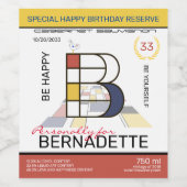 Neoplasticisme Abstracte Art Monogram. Brief B Wijn Etiket (Enkel label)