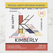 Neoplasticisme Abstracte Art Monogram. Brief K Wijn Etiket (Enkel label)