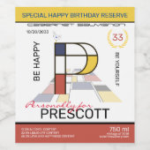 Neoplasticisme Abstracte Art Monogram. Brief P Wijn Etiket (Enkel label)